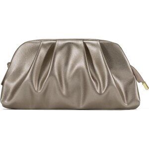 ⚡Women's Soft Pleated Vegan Leather Zipper Closure Evening Gray Clutch Bag